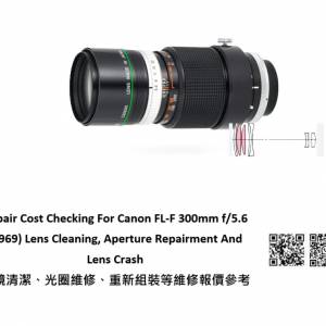 Repair Cost Checking For Canon FL-F 300mm f/5.6 (1969) | Lens Cleaning 抹鏡清...