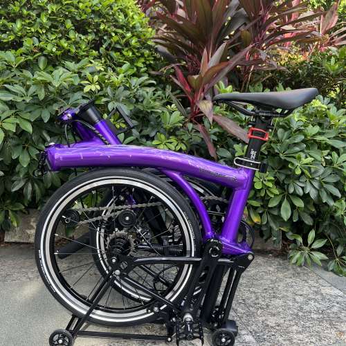 特價 2025 最新拉絲銀色 紫色 ACEOFFIX C5 全原裝5速黑色碳前叉鋁合金折叠車 送前後...