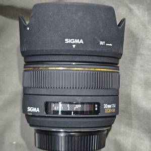 SIGMA 30/1.4 DC HSM 適馬 For nikon F 30mm 尼康 30 冇盒冇單有罩 鏡片通透冇花冇...