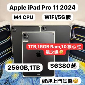 (最新M4 CPU 16GB Ram 10核心🔥iPad Pro 1TB大容量）Apple iPadPro 11 2024/完美機,...