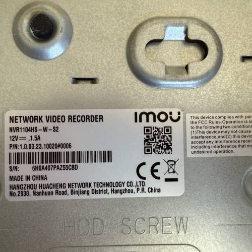 IMOU NVR 4 channel + 3TB HDD