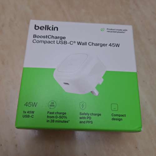 belkin 45W USB-C AC Adaptor Type-C Charger 充電器 火牛 三腳插頭
