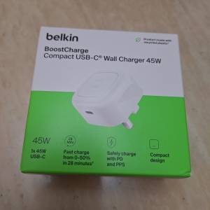 belkin 45W USB-C AC Adaptor Type-C Charger 充電器 火牛 三腳插頭