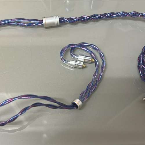 [限量1條](耳機線名:藍礦石 แร่สีน้ำเงิน) 單晶銅渡銀(破碎銅屏敝)，雙...