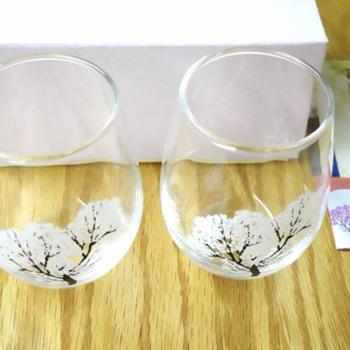 丸モ高木陶器 MARUMO TAKAGI 變色冷感櫻花玻璃對杯 325ml 一對