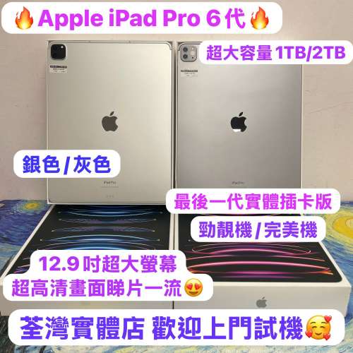 (電子之家大容量12.9寸iPad Pro插卡版💗)Apple iPad Pro 6代/12.9吋/M2 CPU/1TB-2TB😍