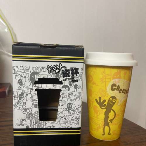 全新 火柴人瓷杯 矽膠蓋 matchman ceramic mug with silicone lid
