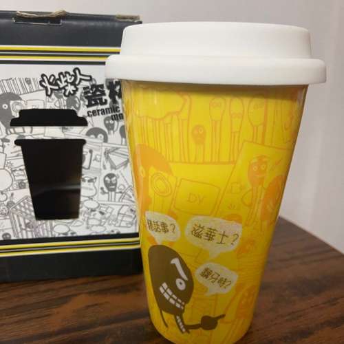 全新 火柴人瓷杯 矽膠蓋 matchman ceramic mug with silicone lid