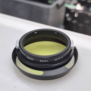 LEICA 12504 METAL HOOD + YELLOW FILTER FOR 35 1.4 35 F2 95% NEW