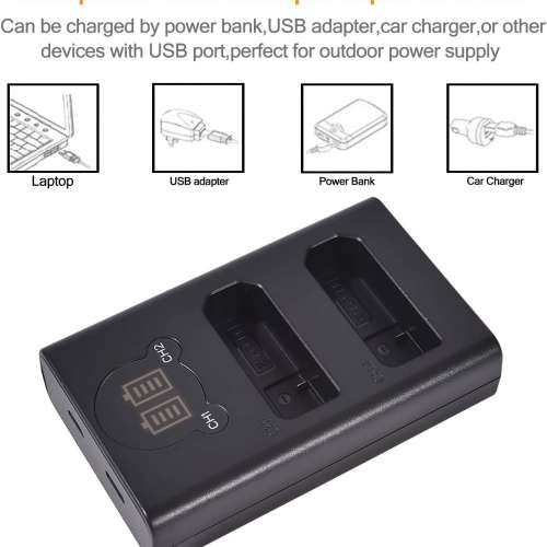 DSTE EN-EL14 Fully Decoded Lithium-Ion Battery Pack With LCD Display USB-C