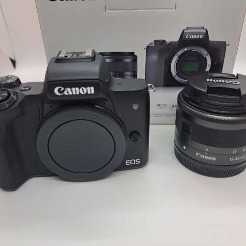 Canon EOS M50 Mark II 可拍4k片 有人面對焦Vlog機皇全新水貨有盒連  EF-M 15-45 f...