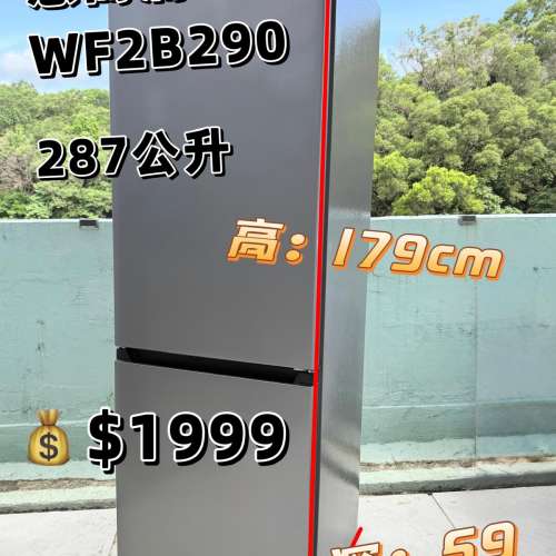 惠而浦 WF2B290 雙門雪櫃 179cm高 287公升 九成新 包送貨安裝 有保用期 可貨到付款 ...