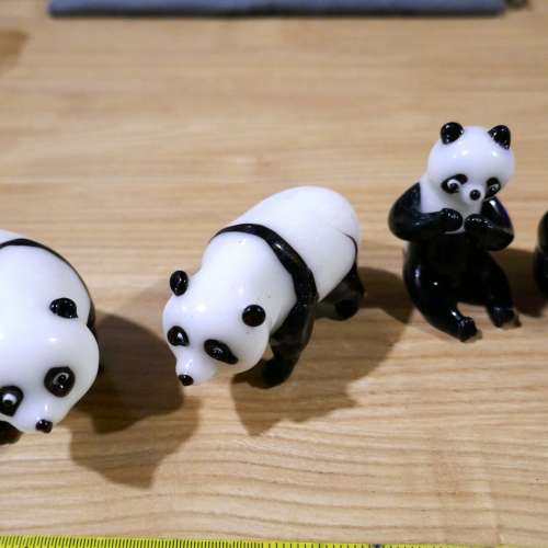 古董實心琉璃熊貓...共6隻