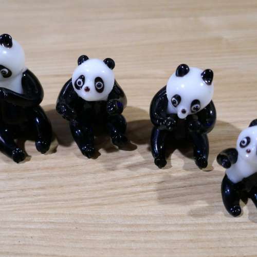 古董實心琉璃熊貓...共6隻