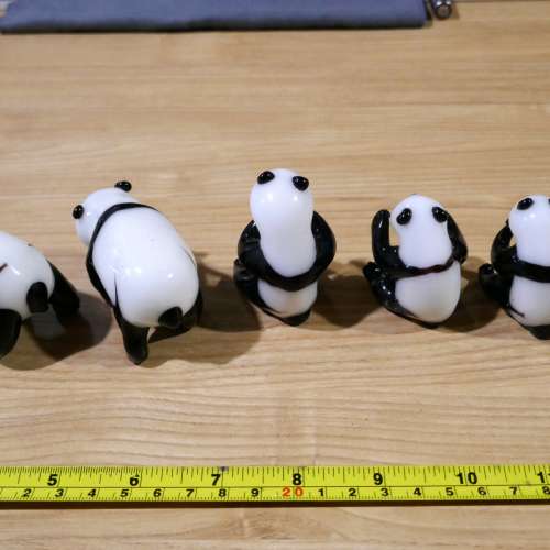 古董實心琉璃熊貓...共6隻