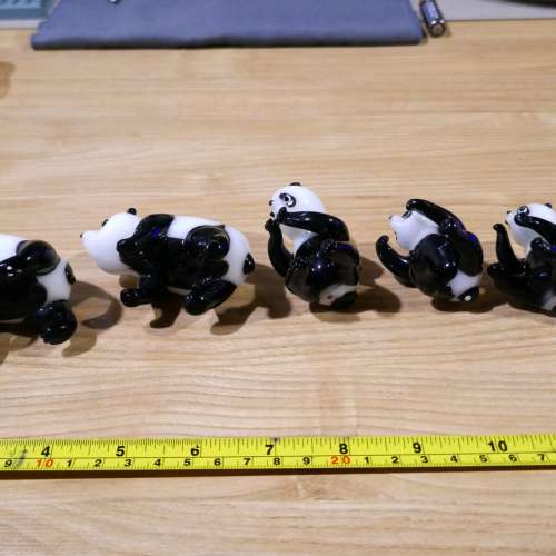 古董實心琉璃熊貓...共6隻