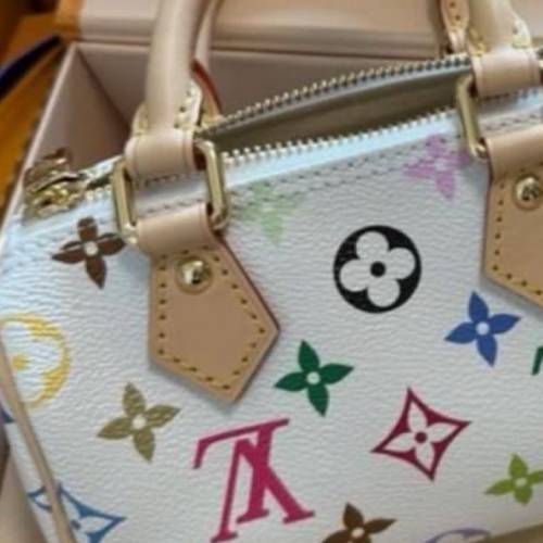絕版無盒(不議不面交）Louis Vuitton x村上隆 nano speedy 白三彩