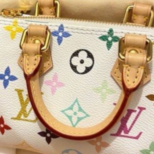 絕版無盒(不議不面交）Louis Vuitton x村上隆 nano speedy 白三彩