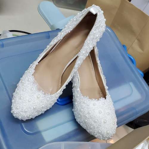 白色高踭婚鞋(高8cm) 39碼