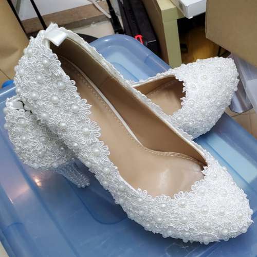 白色高踭婚鞋(高8cm) 39碼