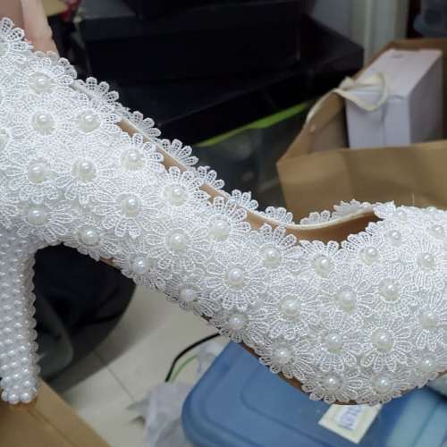 白色高踭婚鞋(高8cm) 39碼