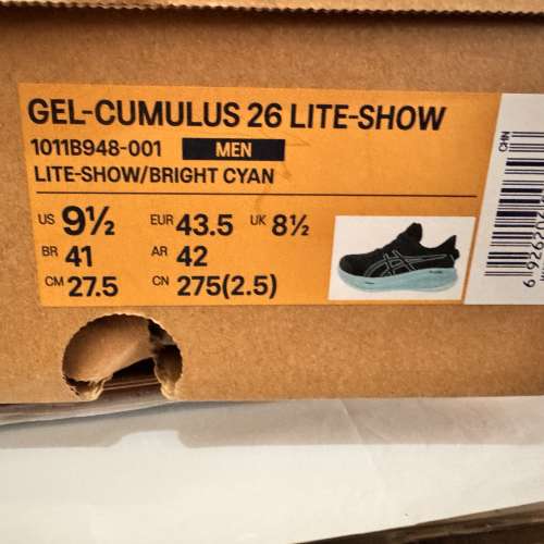 ASICS  GEL-CUMULUS 26 LITE-SHOW 43.5號