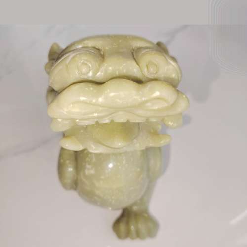 可愛招財納福辟邪 貔貅(皮丘)綠色玉石長26公分