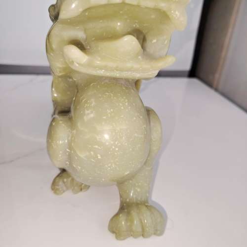 可愛招財納福辟邪 貔貅(皮丘)綠色玉石長26公分