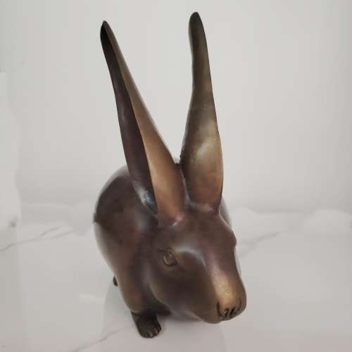 全銅製長耳兔子招財