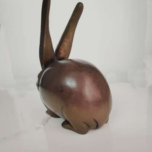 全銅製長耳兔子招財