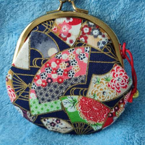 扇紋圖案布料零錢包