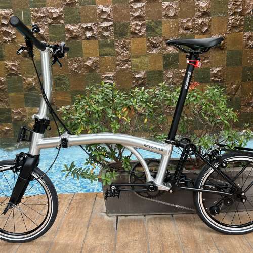 特價 2025 最新拉絲銀色 紫色 ACEOFFIX C5 全原裝5速黑色碳前叉鋁合金折叠車