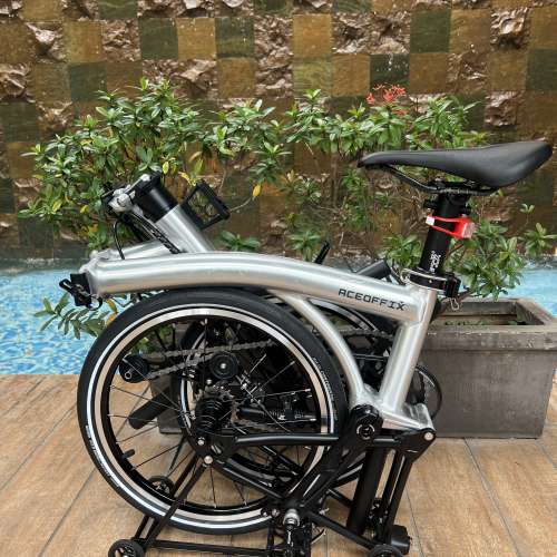 特價 2025 最新拉絲銀色 紫色 ACEOFFIX C5 全原裝5速黑色碳前叉鋁合金折叠車