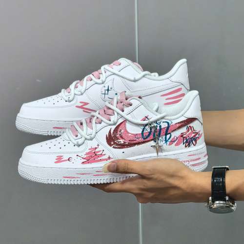 （可來圖定製）Nike Air Force 1 07 Low 十二星座  白粉 處女座 低幫 板鞋 Size：3...
