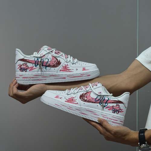 （可來圖定製）Nike Air Force 1 07 Low 十二星座  白粉 處女座 低幫 板鞋 Size：3...