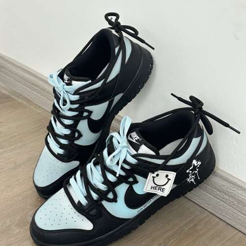 （可來圖定製）Nike Dunk Low 海島薄霧 漸變 高級 黑藍 Size：36-46