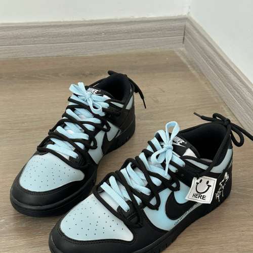 （可來圖定製）Nike Dunk Low 海島薄霧 漸變 高級 黑藍 Size：36-46