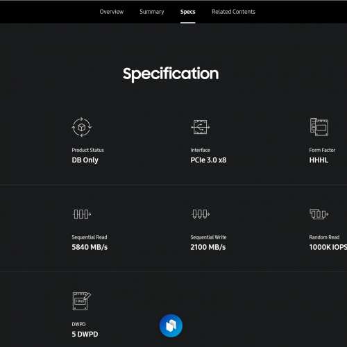 SAMSUNG MZPLL1T6HEHP(1.6TB) - Enterprise SSD PCIe 3.0 x8 Sequential Read 5840 MB
