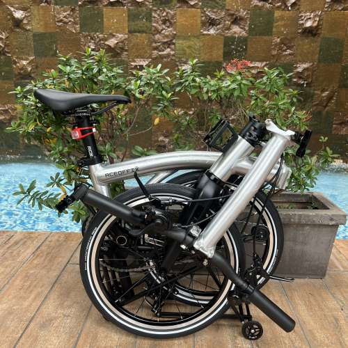 2025 最新拉絲銀色 紫色 ACEOFFIX C5 5速/7速 黑色碳前叉鋁合金折叠車 送前後蛙燈叮叮