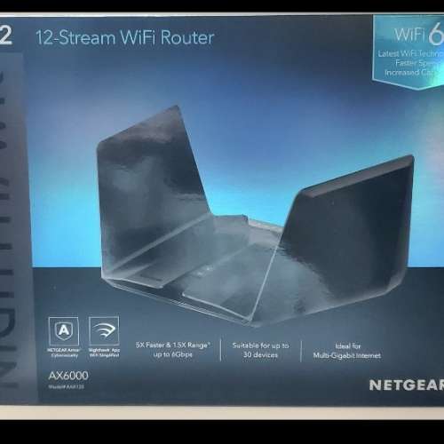 NETGEAR的 Nighthawk AX12 12-Stream WiFi 6雙頻路由器(旗艦級model : RAX120)