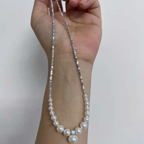 手工作品Swarovski珍珠925銀碎項鏈頸鏈鍊