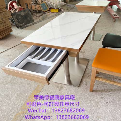 抽桶分隔餐檯訂做廠家,顏色可選尺寸可訂製,深圳餐廳餐桌源頭工廠,眾美德餐飲家具餐...