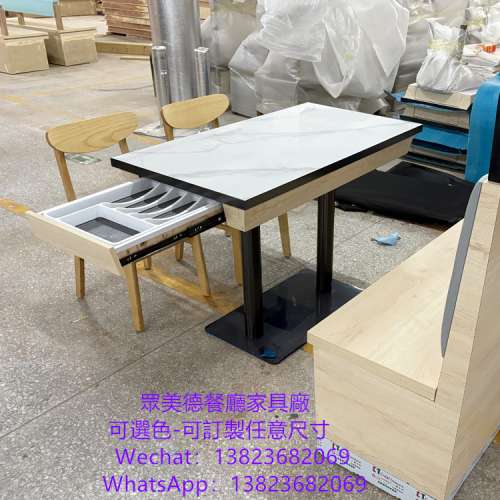 港式茶餐冰室餐館桌子訂造,抽桶分隔餐檯訂做廠家,顏色可選尺寸可訂製,深圳餐廳餐桌...