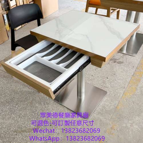 港式茶餐冰室餐館桌子訂造,抽桶分隔餐檯訂做廠家,顏色可選尺寸可訂製,深圳餐廳餐桌...
