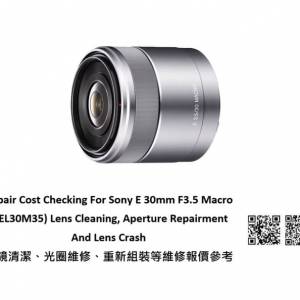 Repair Cost Checking For Sony E 30mm F3.5 Macro Lens Cleaning | 抹鏡清潔