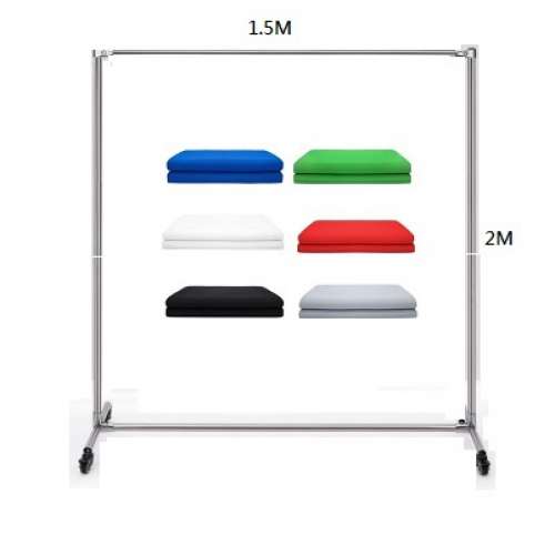 1.5m(H) X 2m(W) Stainless Steel Stand With 3.3m(W) Series Backdrop Set 不鏽鋼...