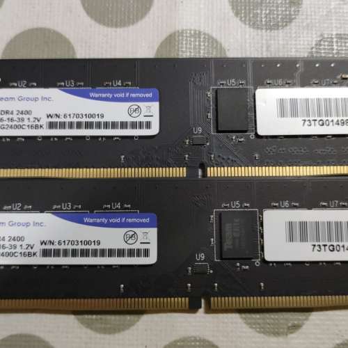 Desktop Ram TEAM 16Gx2 共32GB DDR4 2400 雙面