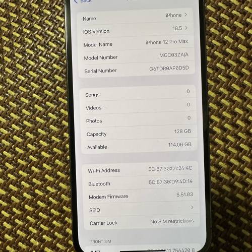 港版行貨12 Pro Max128G電池88%