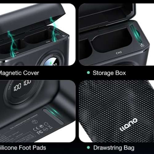 LLANO DMW-BLK22 Lithium-Ion Battery Pack With Fast Dual Camera Battery Charger