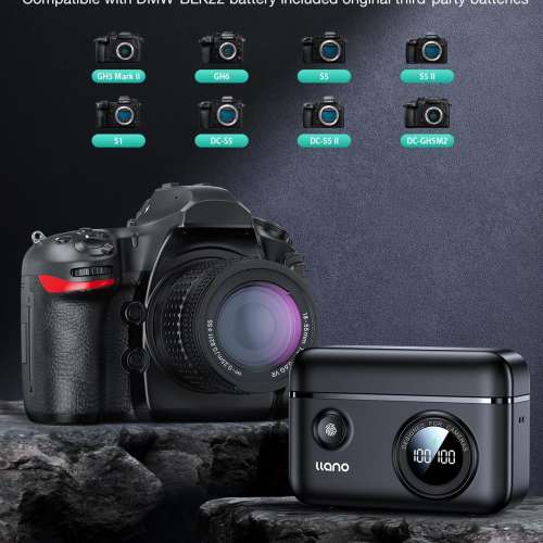 LLANO DMW-BLK22 Type Lithium-Ion Battery Pack 代用鋰電池連顯電量雙充充電機 (2...